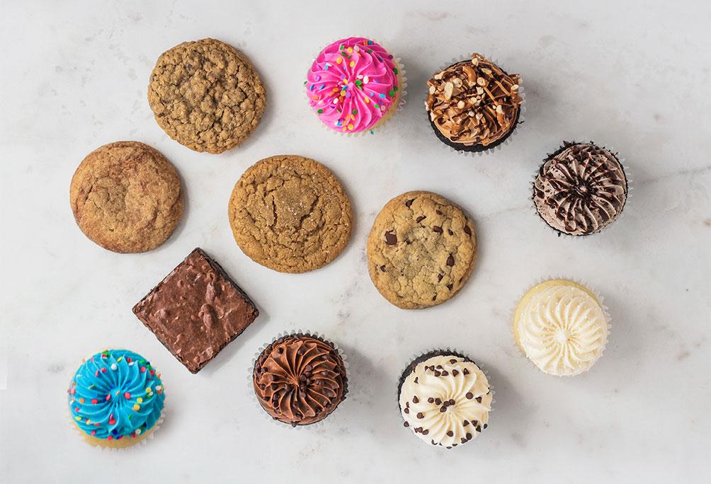 Mixed Celebration, Chocolate Addicts, Brownies, Cookies, Small Party Packs , All The Goodies, Cupcakes, Gigi's Cupcakes, Enjoy Anywhere, Anytime, Anyplace