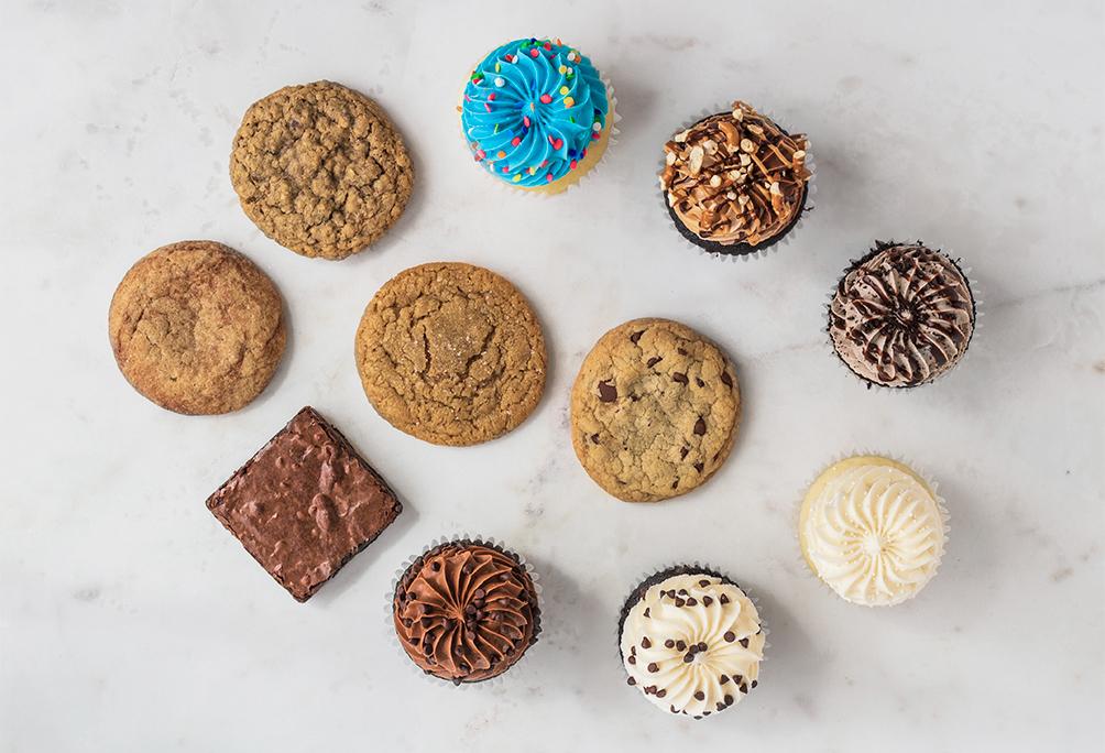 Blue Celebrations, Chocolate Addicts, Brownies, Cookies, Small Party Packs , All The Goodies, Cupcakes, Gigi's Cupcakes, Enjoy Anywhere, Anytime, Anyplace