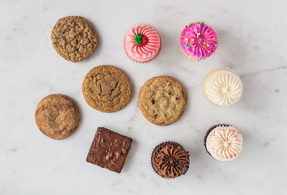 Pink Celebration, Best Sellers, Cookies, Brownies, Small Party Packs, All The Goodies, Cupcakes, Gigi's Cupcakes, Enjoy Anywhere, Anytime, Anyplace